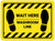 Wait Here: Washroom Line Yellow Hazard Rectangle - Floor Sign