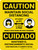 Caution: Maintain Social Distancing Bilingual Spanish Portrait - Wall Sign