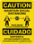Caution: Maintain Social Distancing - Face Mask Required with Icons Bilingual Spanish Portrait - Wall Sign