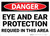 Danger: PPE Eye and Ear Protection Required Area - Wall Sign