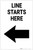 Line Starts Here Left Arrow Portrait - Label