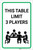 This Table Limit 3 Players with Poker Icon Portrait - Label