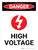 Danger: High Voltage with Icon Portrait - Wall Sign