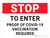 Stop: To Enter Proof of Covid-19 Vaccination Required Landscape - Wall Sign