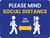 School Safety: Please Mind Social Distance/6 ft Apart Blue Landscape - Wall Sign