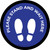 Please Stand and Wait Here Blue with Icon Circular - Floor Sign