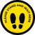 Please Stand and Wait Here Yellow/Black with Icon Circular - Floor Sign