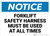 Notice: Forklift Safety Harness Must Be Used - Wall Sign
