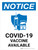 Notice: Covid-19 Vaccine Available Portrait - Wall Sign