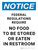 Notice: Federal Regulations - No Food To Be Stored or Eaten in Restroom Portrait - Wall Sign