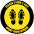 Please Stand 3 Feet Apart From Others Shoe Prints Yellow Black Border - Circular - Floor Sign