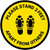 Please Stand 3 Feet Apart From Others Shoe Prints Yellow - Circular - Floor Sign