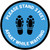 Please Stand 3 Feet Apart While Waiting Shoe Prints Blue - Circular - Floor Sign