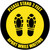 Please Stand 3 Feet Apart While Waiting Shoe Prints Yellow Black Border - Circular - Floor Sign