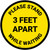 Please Stand 3 Feet Apart While Waiting Yellow - Circular - Floor Sign