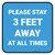 Please Stay 3 Feet Away At All Times Blue Square