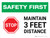 Safety First: Stop Maintain 3ft Distance with Icon Landscape - Wall Sign