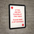 If You Are Not Playing at Table - Please Keep 3ft Distance Portrait Diamond Playing Card - Wall Sign