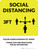 Social Distancing 3Ft with Icon Yellow Portrait - Wall Sign