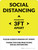 Social Distancing Please Stay 3Ft Apart Yellow Portrait - Wall Sign