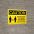 Caution: Practice Social Distancing While Waiting with 3ft Icon Landscape - Wall Sign