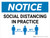 Notice: Social Distancing in Practice with 3ft Icons Landscape - Wall Sign