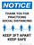 Notice: Thank You For Social Distancing - Keep 3ft Apart Portrait - Wall Sign