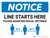 Notice: Line Starts Here Maintain Social Distancing 3ft/Landscape - Wall Sign