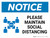 Notice: Please Maintain Social Distancing with 3ft Icon Landscape - Wall Sign