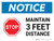 Notice: Stop Maintain 3ft Distance with Icon Landscape - Wall Sign