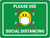 Please Use Social Distancing 3ft Emoji Green - Wall Sign