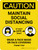 Caution: Maintain Social Distancing 3ft - Wear a Face Mask/Covering Portrait - Wall Sign