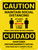 Caution: Social Distancing 3ft - Wear Face Mask Bilingual Spanish Portrait - Wall Sign