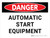 Danger: Automatic Start Equipment Landscape - Wall Sign
