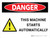 Danger: This Machine Starts Automatically Landscape with Hazard Icon - Wall Sign