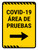 Covid-19 Testing Area Yellow Right Arrow Spanish Portrait - Wall Sign