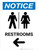 Notice: Restrooms Left With Icon - Wall Sign