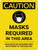 Caution: Masks Required In This Area Face Mask Not Required Only With Proof Of Vaccination Portrait - Wall Sign