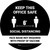 Social Distancing Keep This Office Safe Mask Not Required with Icon Black Circular - Floor Sign