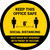 Social Distancing Keep This Office Safe Mask Not Required with Icon Yellow Circular - Floor Sign