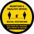 Social Distancing Maintain Healthy Office Mask Not Required with Icon Yellow Circular - Floor Sign