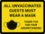 All Unvaccinated Guests Must Wear A Mask - Thank You With Icon Yellow Landscape - Wall Sign