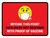 Face Mask Not Requiwith Proof of Vaccine Beyond This Point with Emoji Red Landscape - Wall Sign