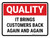 Quality: Brings Customers Back Again And Again Landscape - Wall Sign