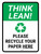Think Lean: Please Recycle Your Paper Here Portrait - Wall Sign