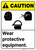 Caution: PPE Wear Protective Equipment Hearing Glasses Hard Hat - Wall Sign