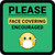 Please Face Covering Encouraged Square Green With Emoticon - Floor Sign