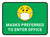 Masks Preferred To Enter Office Green With Emoticon Rectangular - Floor Sign