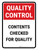 Quality Control: Contents Checked For Quality Portrait - Wall Sign
