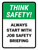 Think Safety: Always Start With Job Safety Briefing Portrait - Wall Sign